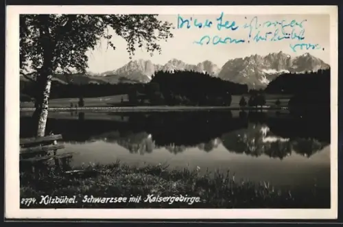 AK Kitzbühel, Schwarzsee mit Kaisergebirge