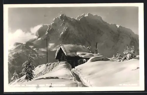 AK Mittenwald, Gasthof St. Anton am Kranzberg in tiefem Schnee