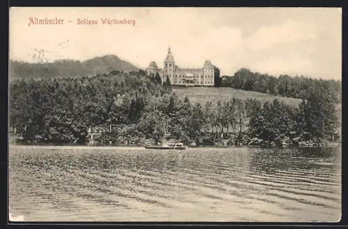 AK Altmünster, Schloss Württemberg vom Wasser gesehen
