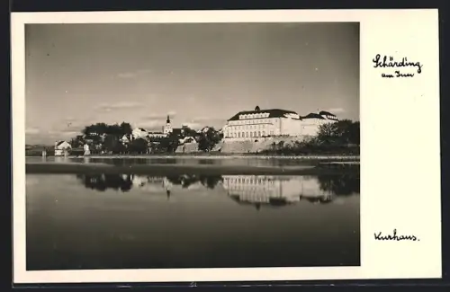 AK Schärding am Inn, Ortsansicht über den Fluss mit Kurhaus