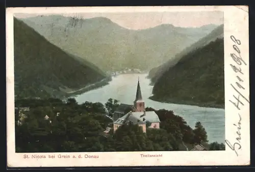 AK St. Nikola an der Donau, Teilansicht des Ortes