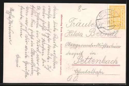 AK Ottensheim, Ortsansicht mit Dampfer