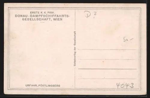 Künstler-AK Rud. Schmidt: Dampfschiff der Donaudampfschifffahrtsgesellschaft Wien am Pöstlingberg in Urfahr