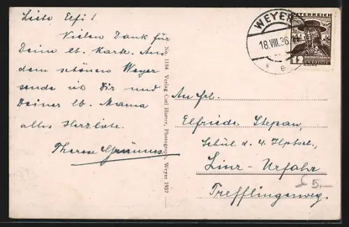 AK Weyer a. d. Enns, Gesamtansicht mit Alpen