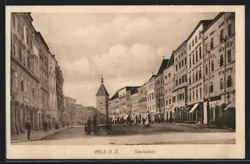 AK Wels /O. Ö., Blick auf den Stadtplatz