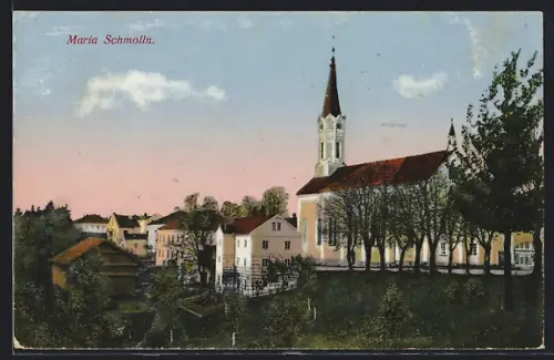 AK Maria Schmolln, Teilansicht mit Kirche