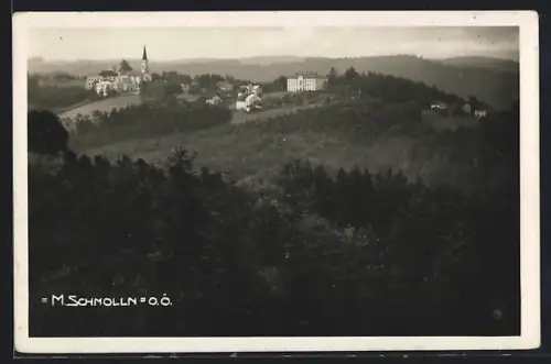 AK Maria Schmolln /O. Ö., Ortsansicht über den Wald hinweg