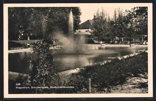 AK Klagenfurt, Schubertpark, Hochstrahlbrunnen