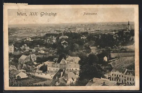 AK Wien, Grinzing, Panorama aus der Vogelschau