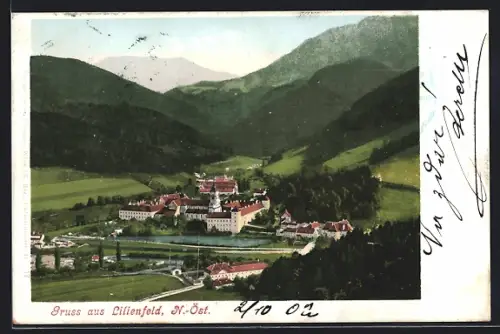 AK Lilienfeld, Ortsansicht aus der Vogelschau