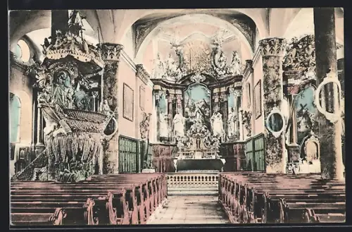 AK Traunkirchen /Ob.-Oe., Inneres der Pfarrkirche