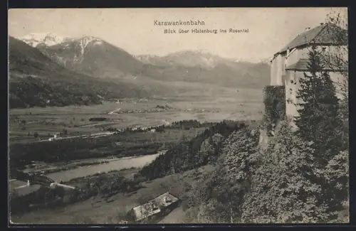 AK Hollenburg /Karawankenbahn, Brücke über den Ort ins Rosental