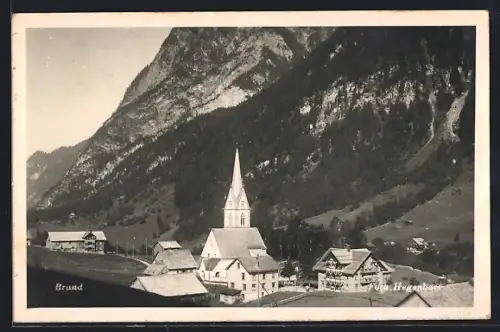 AK Brand, Ortsansicht vor Berghintergrund