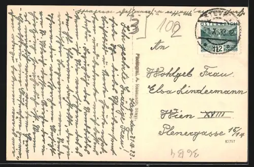 AK St. Ulrich b. Steyr, Ortsansicht mit Flussbrücke und Wegkreuz