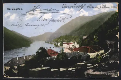 AK Sarmingstein, Ortsansicht mit Flusspartie
