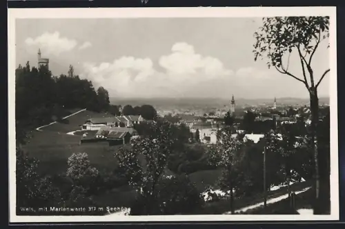 AK Wels, Teilansicht mit Marienwarte