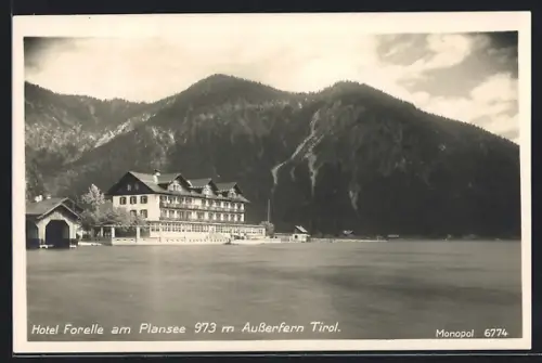 AK Breitenwang, Hotel Forelle am Plansee mit Ausserfern