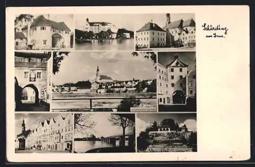 AK Schärding am Inn, Brücke, Tor, Strassenpartie