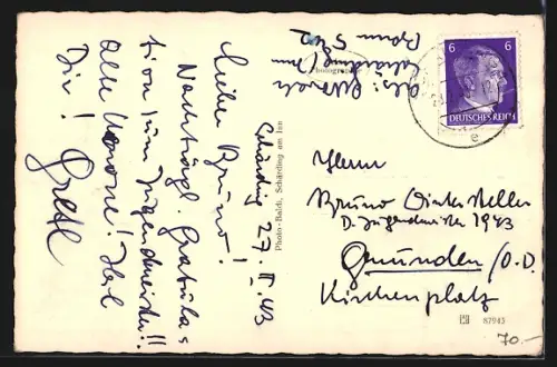 AK Neuhaus a. Inn, Uferpartie mit Kirche