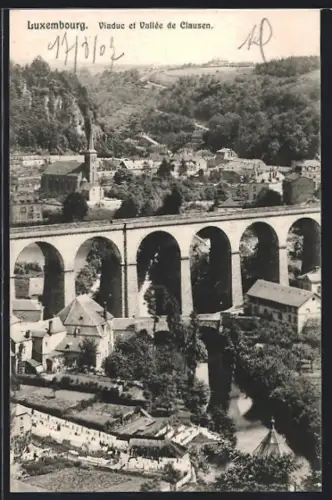 AK Luxemburg, Viaduc et Vallee de Clausen, Viadukt überspannt die Stadt