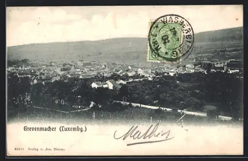AK Grevenmacher, Totalansicht mit Gebirge