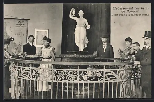 AK Etablissement des bains de Monuorf, Debit d`eau a la source thermale, Badekultur