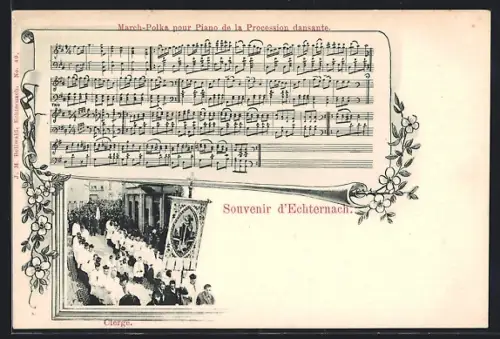 AK Echternach, March-Polka pour Piano de la Procession dansante, Clergé