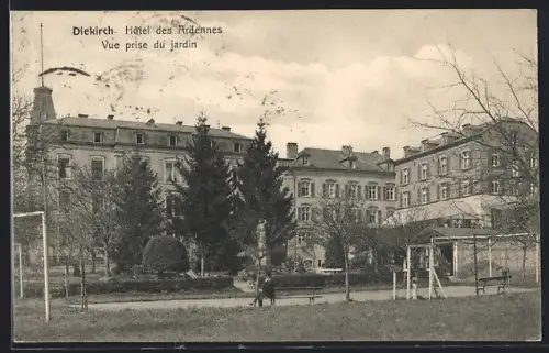 AK Diekirch, Hôtel des Ardennes, vue prise du jardin