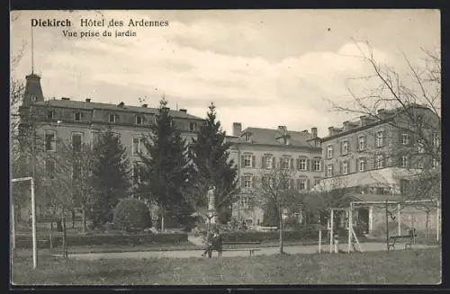 AK Diekirch, Hotel des Ardennes, vue prise du jardin