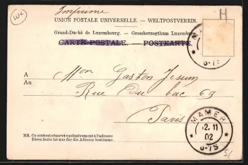 AK Luxembourg, Panorama mit Madonnenfigur