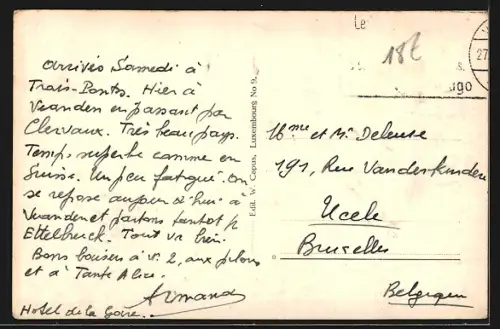 AK Vianden, Ortsansicht mit Brücke und Schloss