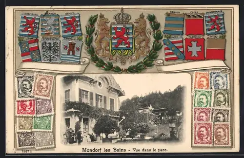 Präge-AK Mondorf les Bains, Vue dans le parc