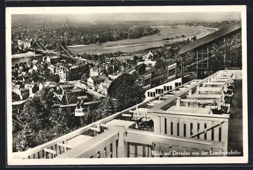 AK Dresden, Blick auf den Ort von der Schwebebahn-Gaststätte Loschwitzhöhe