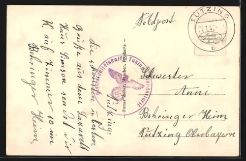 AK Tutzing, Strandpartie mit Kirche