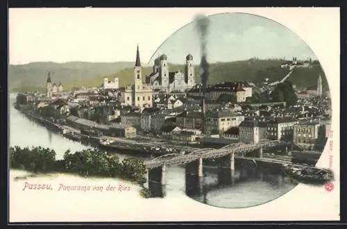 AK Passau, Panorama von der Ries