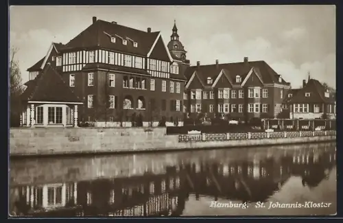 AK Hamburg-Eppendorf, St. Johannis-Kloster vom Wasser