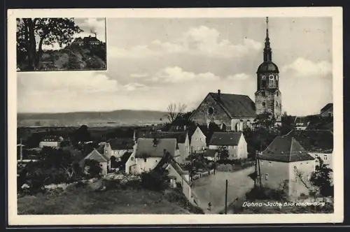AK Dohna /Sachs., Blick von der Burg, Kirche, Stadtansicht
