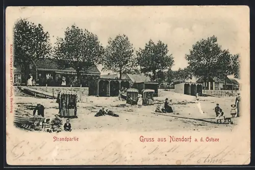 AK Niendorf a. d. Ostsee, Strandpartie mit Gebäuden
