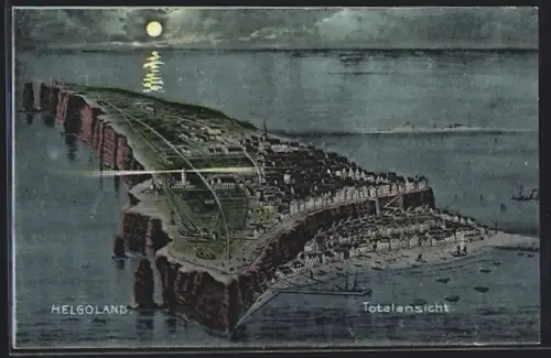 AK Helgoland, Totalansicht bei Vollmond
