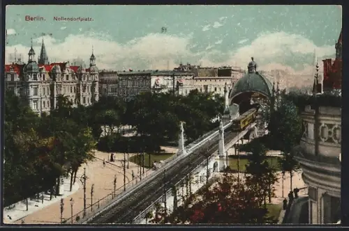 AK Berlin-Schöneberg, Nollendorfplatz, Hochbahn, Platzansicht