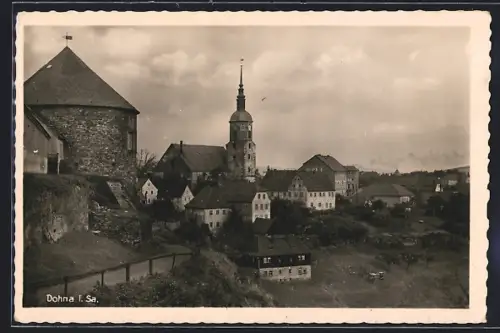 AK Dohna i. Sa., Burg, Stadtkirche, Ortsansicht