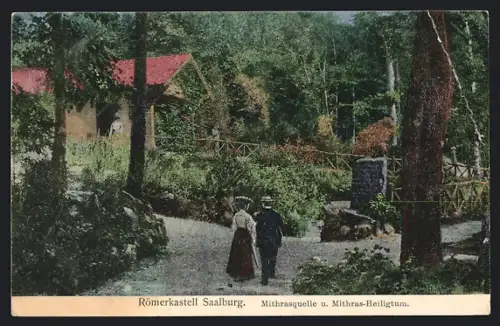 Luna-AK Saalburg / Taunus, Römerkastell, Mithrasquelle u. Mithras-Heiligtum