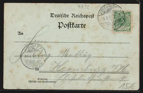 Mondschein-AK Kyffhäuser, Kaiser-Wilhelm-Denkmal