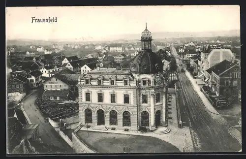 AK Frauenfeld, Postgebäude aus der Vogelschau