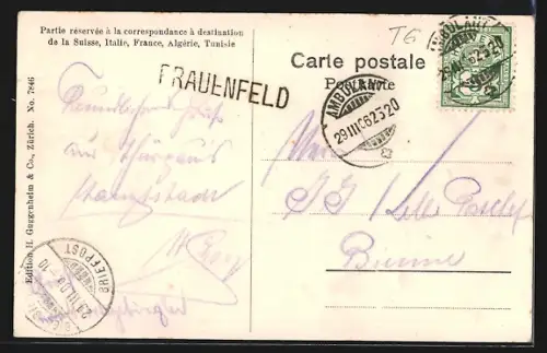 AK Frauenfeld, Postgebäude aus der Vogelschau