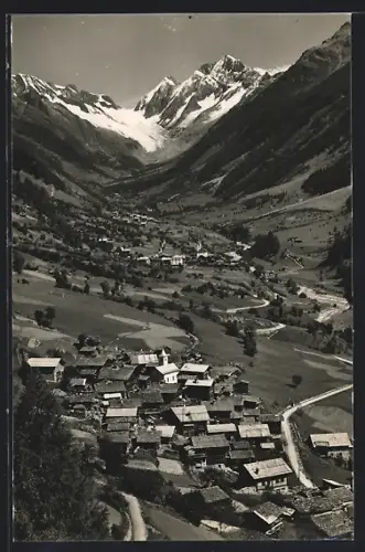 AK Kippel /Lötschental, Teilansicht mit Ferden, Langgletscher