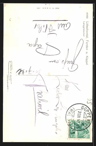 AK Kippel /Lötschental, Teilansicht mit Ferden, Langgletscher