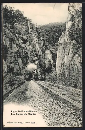 AK Moutier, Les Gorges de Moutier, chemin de fer Delémont-Bienne