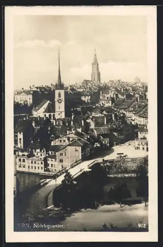 AK Bern, Nidekquartier, Teilansicht mit Kirche und Strassenpartie