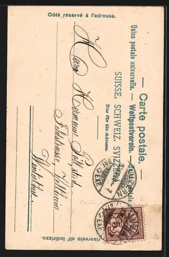 AK Luzern, Alte Häuser mit Strassenpartie